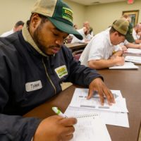 Apprentice working on a test during our apprentice program